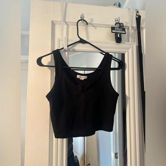 Topshop Crop Ribbed Knit Black Tank Top New Women 6 M - Picture 1 of 3